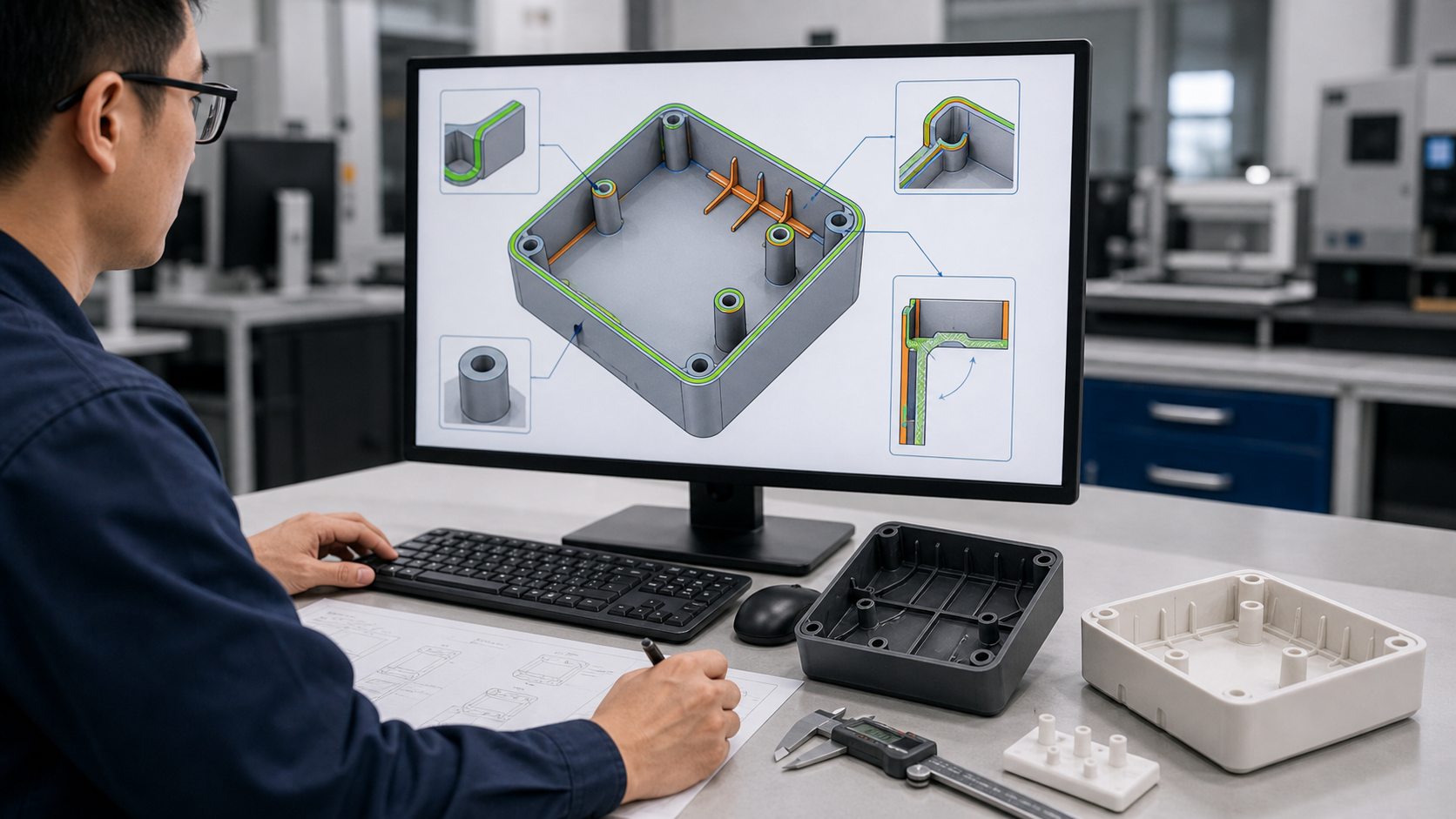 Typical injection molding review scenes.